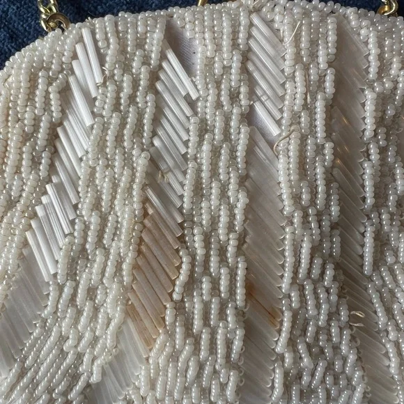 PRIVATE ORDER for @ryhumb: Vintage White Beaded Clutch Purse 1950s Style - Picture 3 of 5